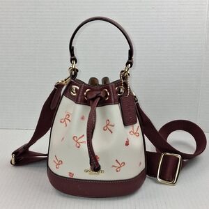 Coach Dempsey Drawstring Bow Print Bucket Bag 15 Crossbody Handbag